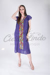 Mexican Huipil Kaftan Dress Purple