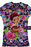 Mexican Printed T-Shirt Frida Kahlo Black Otomi Tee - Cielito Lindo