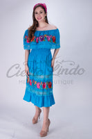 Off the Shoulder Victoria Dress Blue - Cielito Lindo