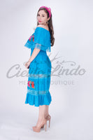 Off the Shoulder Victoria Dress Blue - Cielito Lindo