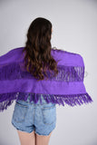 Tulum Raw Frayed Poncho Purple