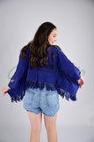 Tulum Raw Frayed Poncho Indigo