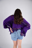 Tulum Raw Frayed Poncho Dark Purple