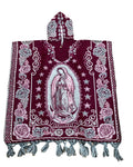 Lady of Guadalupe Hooded Burgundy Poncho