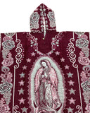 Lady of Guadalupe Hooded Burgundy Poncho