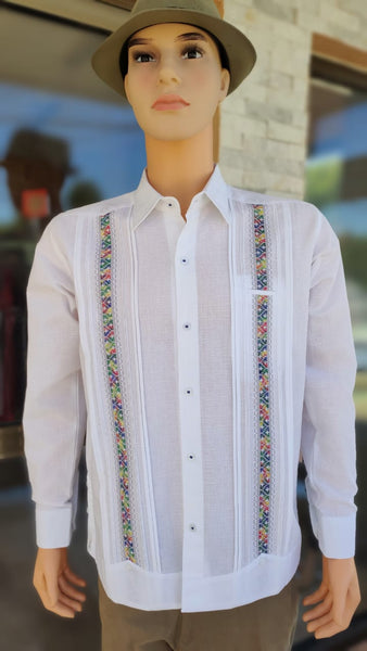 Mexican Men’s White Linen Guayabera Long Sleeve