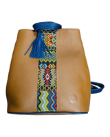 Leather Backpack with Huichol Beading