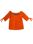 Mexican Embroidered Blouse Cozumel Orange