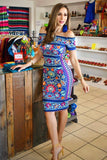 Fiesta Dress Blue Printed - Cielito Lindo Mexican Boutique