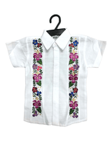 Boys Guayabera Floral White