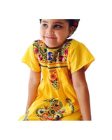 Mexican Puebla Dress for Girls Yellow
