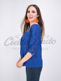 Mexican Embroidered Blouse Cozumel Royal Blue - Cielito Lindo