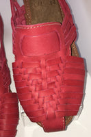 Shoes Red Leather Sandals