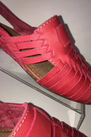 Shoes Red Leather Sandals